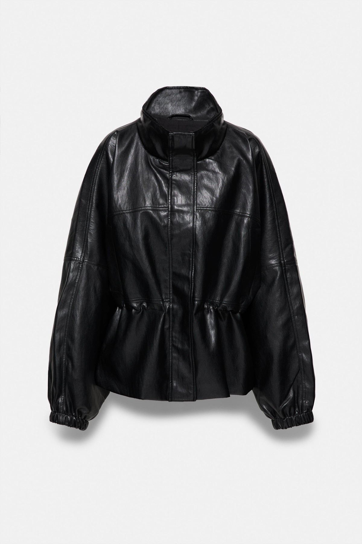 풀앤베어 가죽 이펙트 하이넥 집업 자켓 7720/357 BLACK