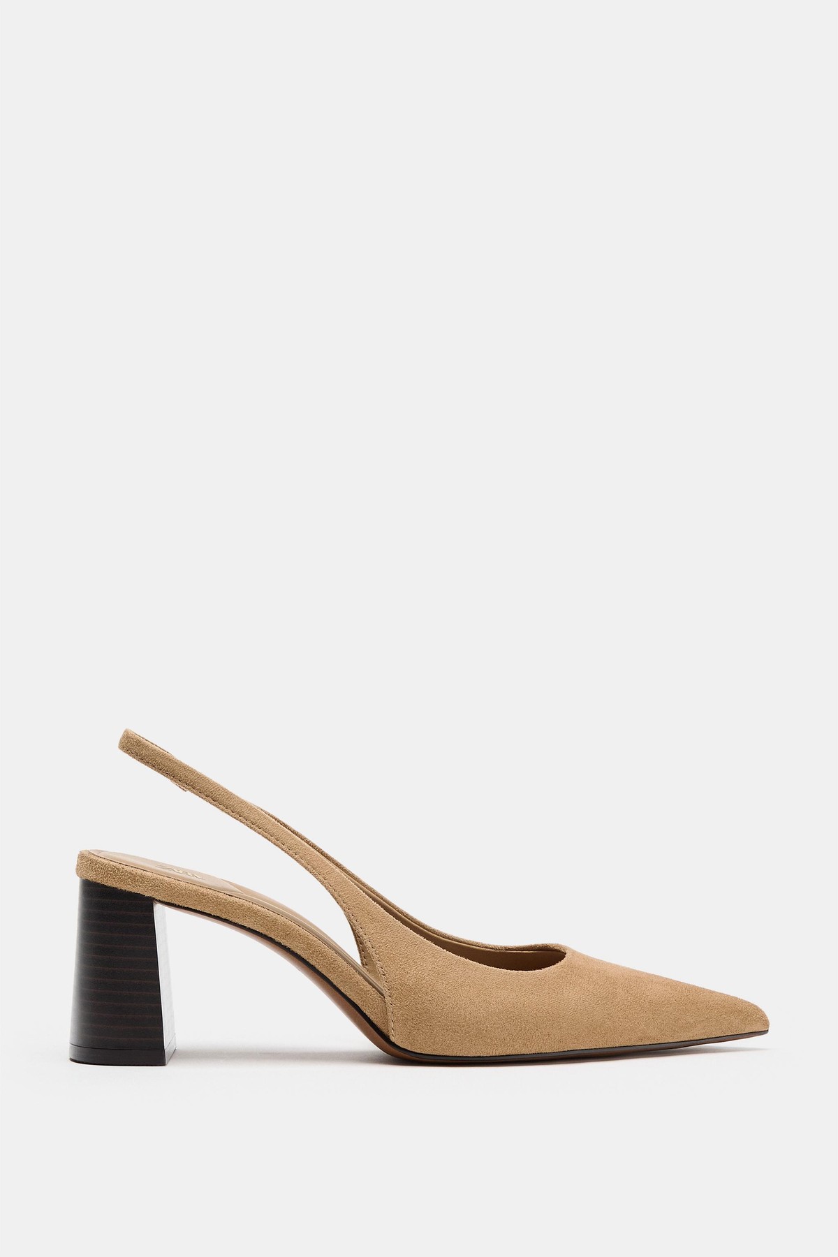 자라 포인티 블록힐 슬링백 슈즈 2236/810/107 SAND BROWN