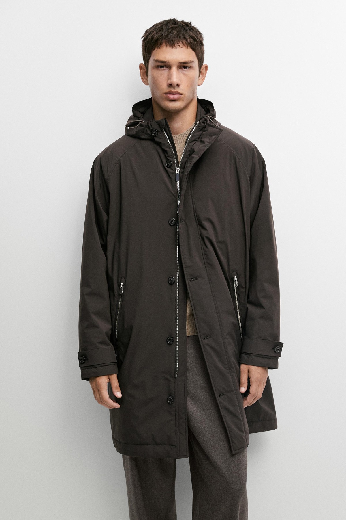 마시모두띠 테크니컬 후드 롱 파카 3268/426 BROWN