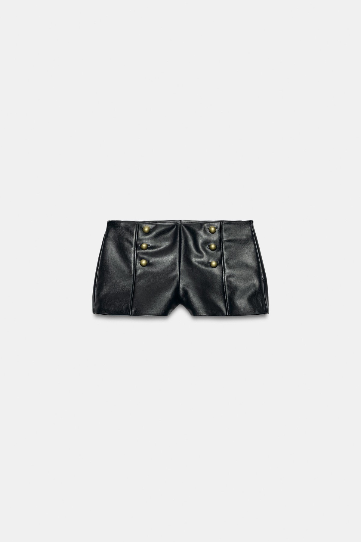 자라 가죽 이펙트 버튼 미니 반바지 4391/521/800 BLACK