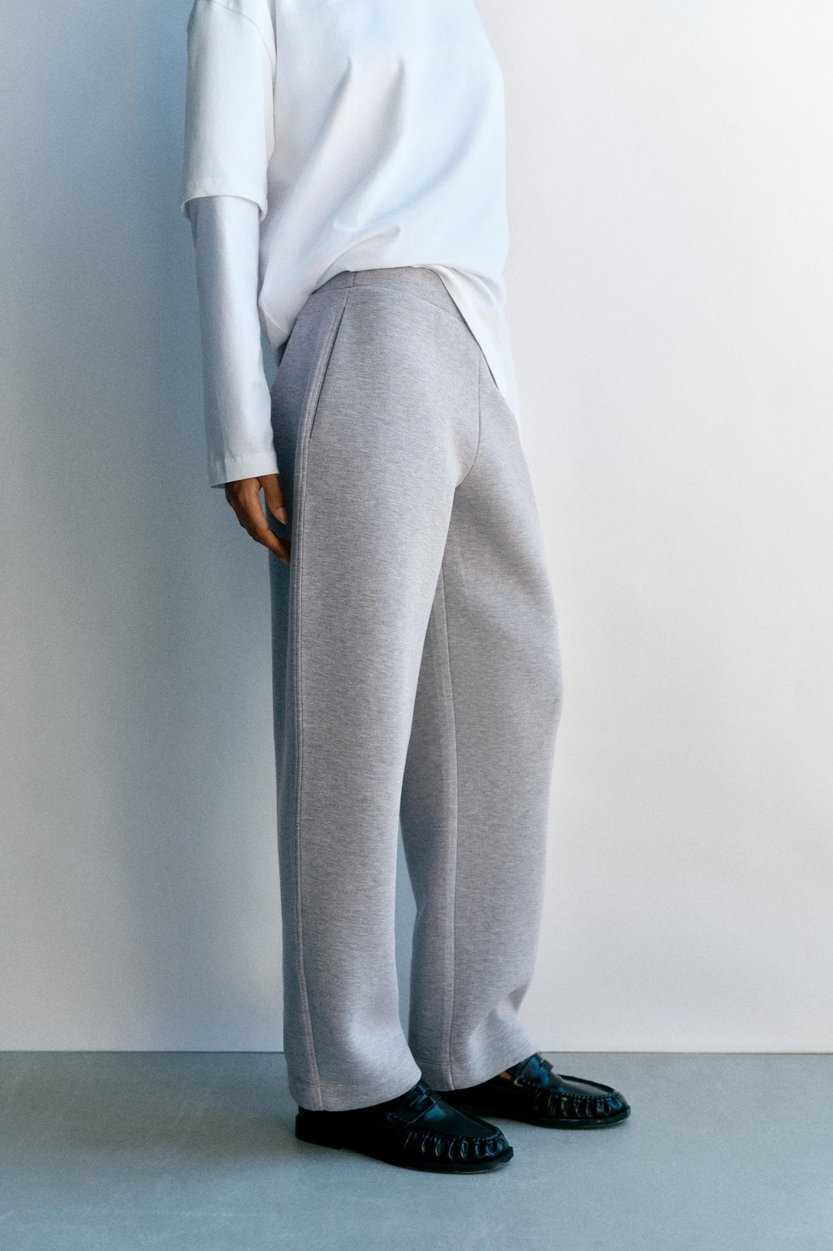 풀앤베어 네오프렌 효과 배럴 팬츠 7670/369 GREY MARL