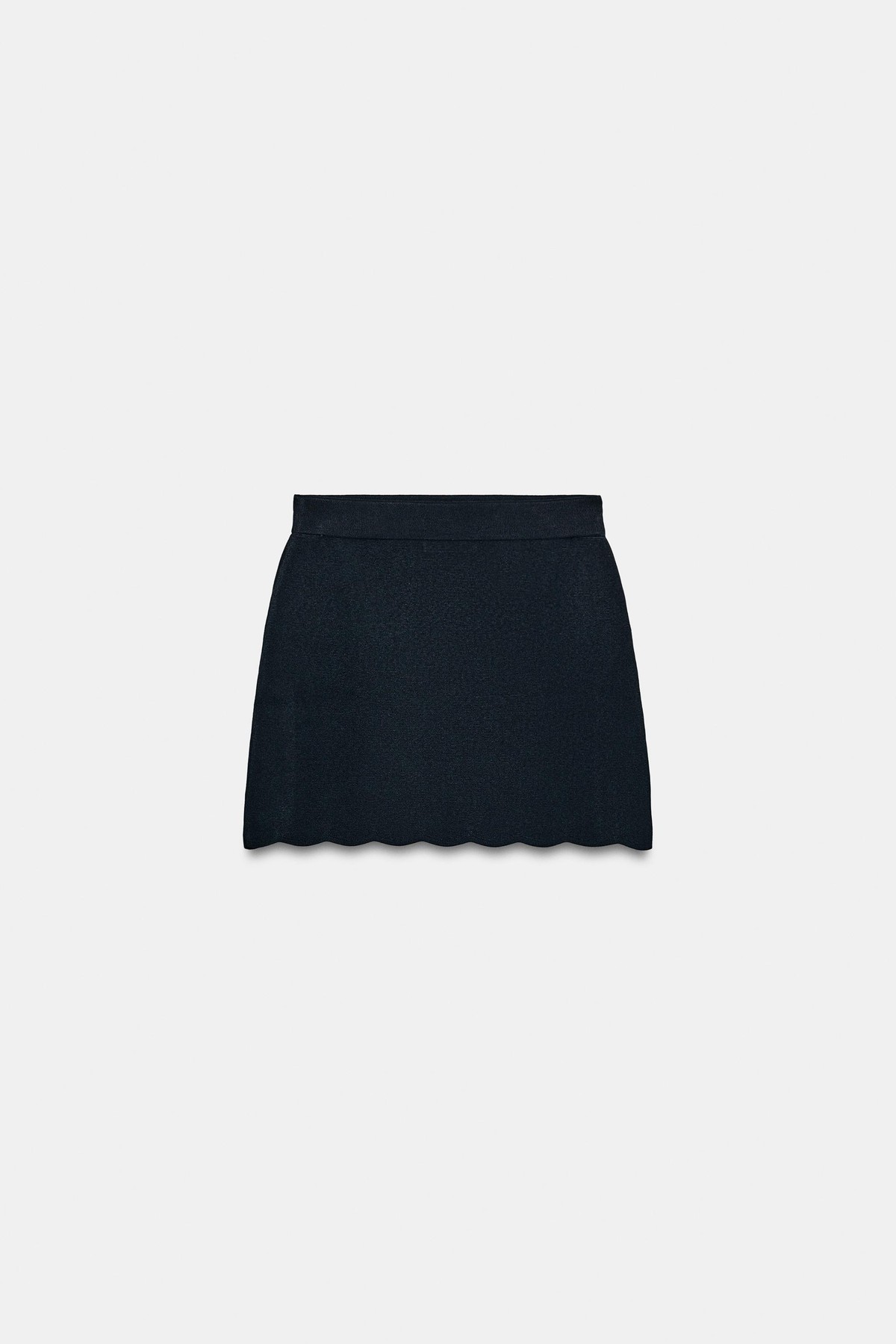 자라 웨이비 헴 니트 미니 스커트 1822/012/401 NAVY BLUE