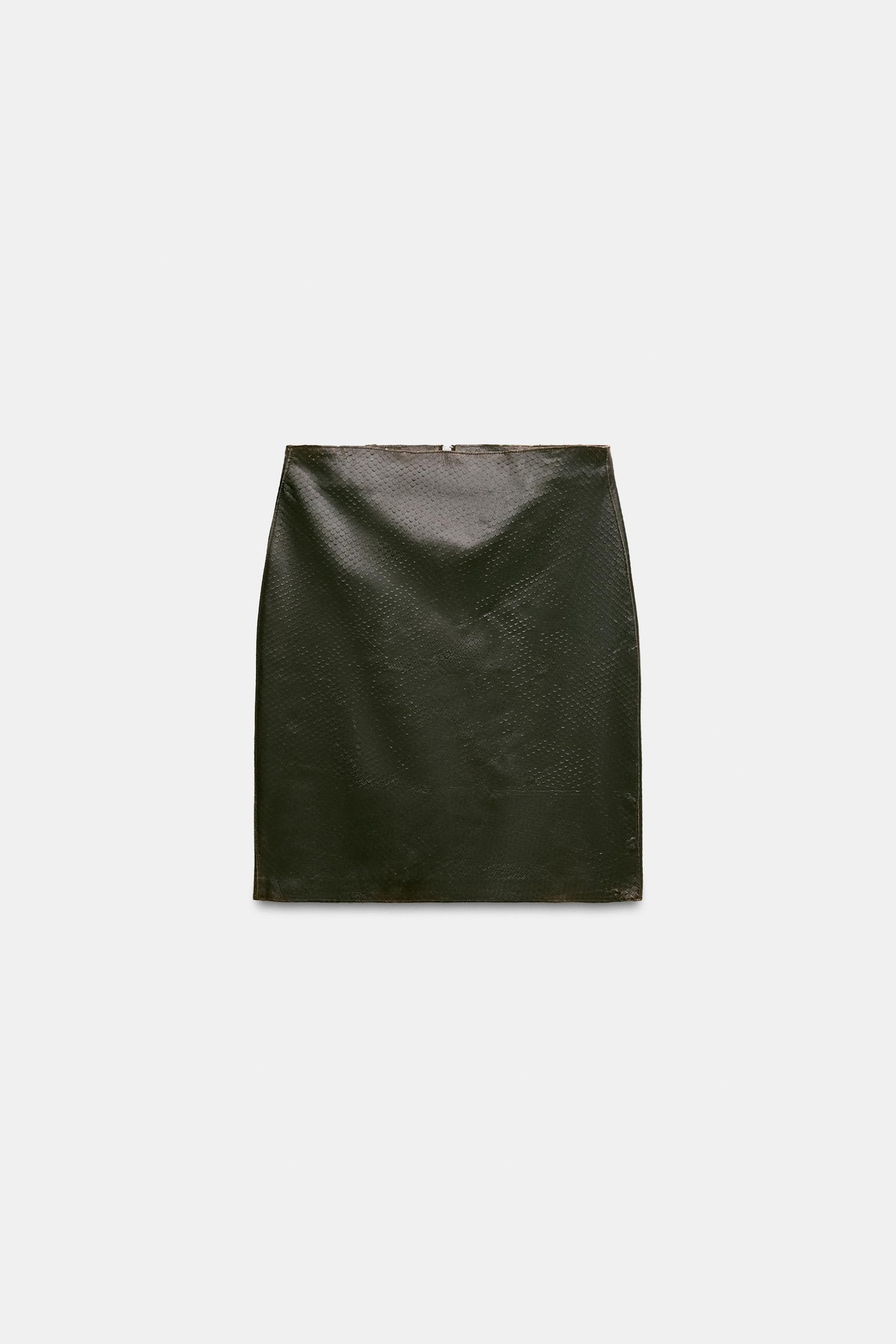 자라 100% 레더 미니 스커트 1966/256/716 DARK BROWN