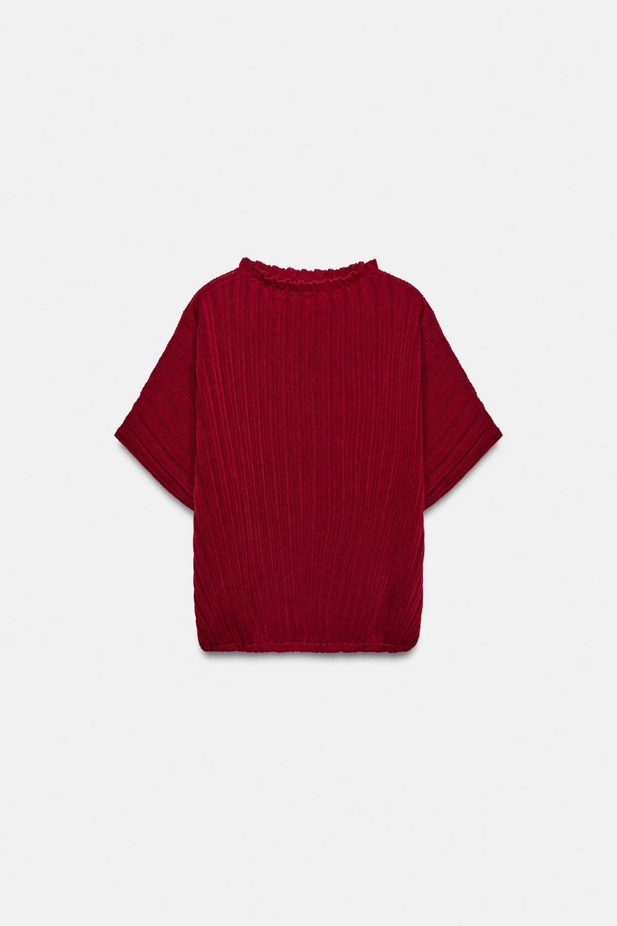 자라 와이드 골지 하이넥 반팔 탑 3921/101/641 DARK RED