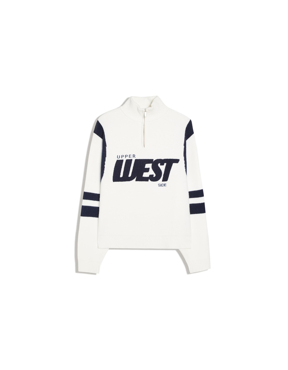버쉬카 그래픽 하프집업 니트 스웨터 3475/376 WHITE