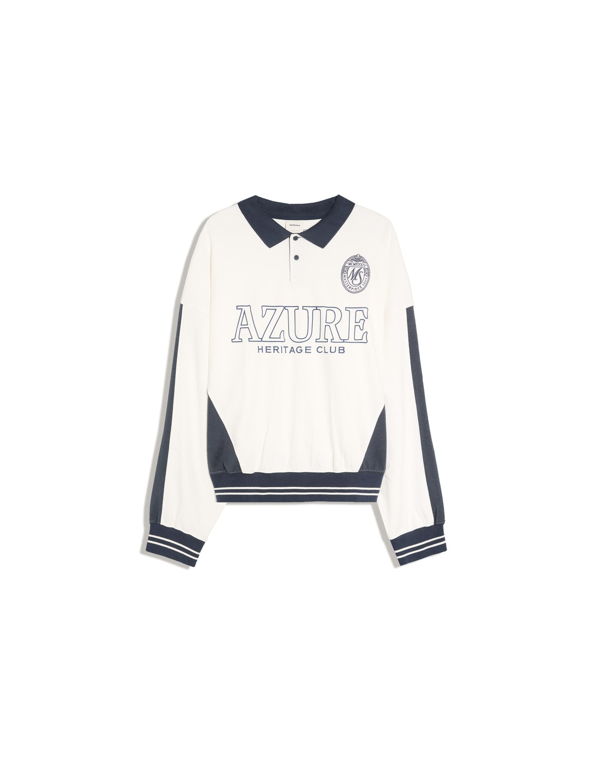버쉬카 프린트 크롭 긴팔 폴로셔츠 3395/120 NAVY