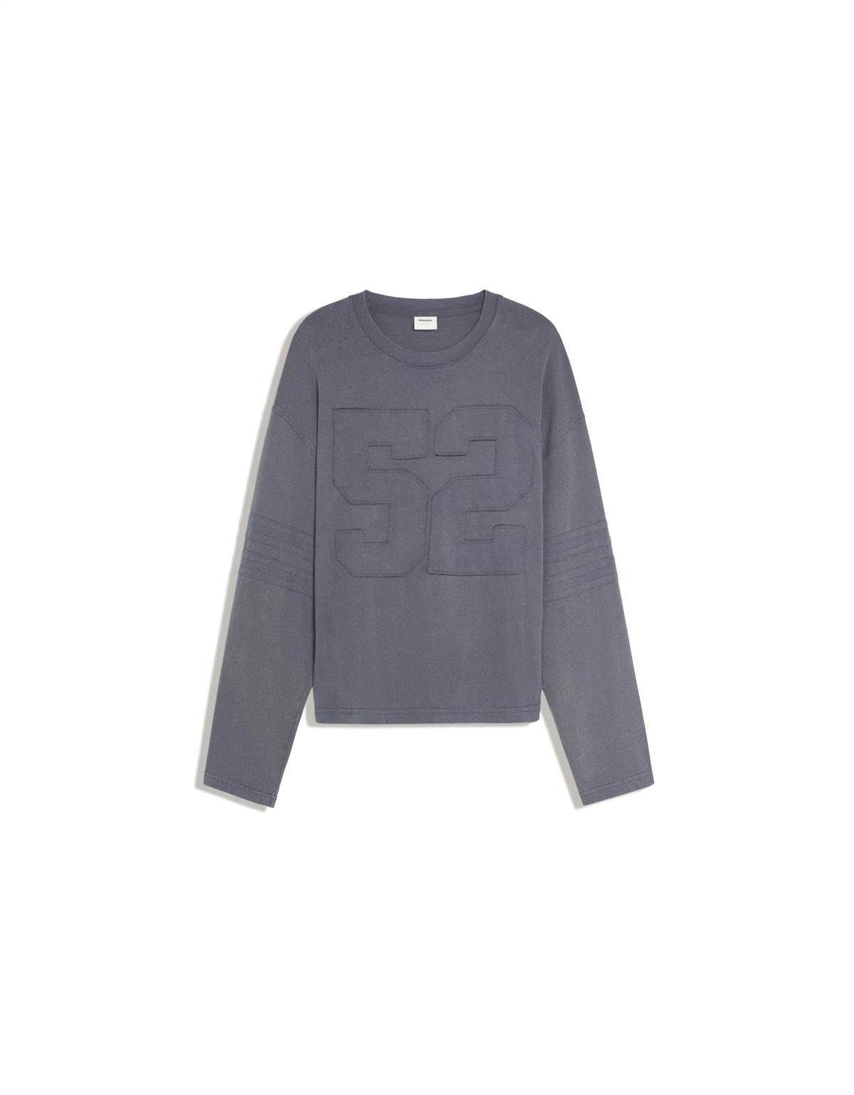 버쉬카 넘버 프린트 라운드넥 긴팔 티셔츠 3025/443 DARK GREY