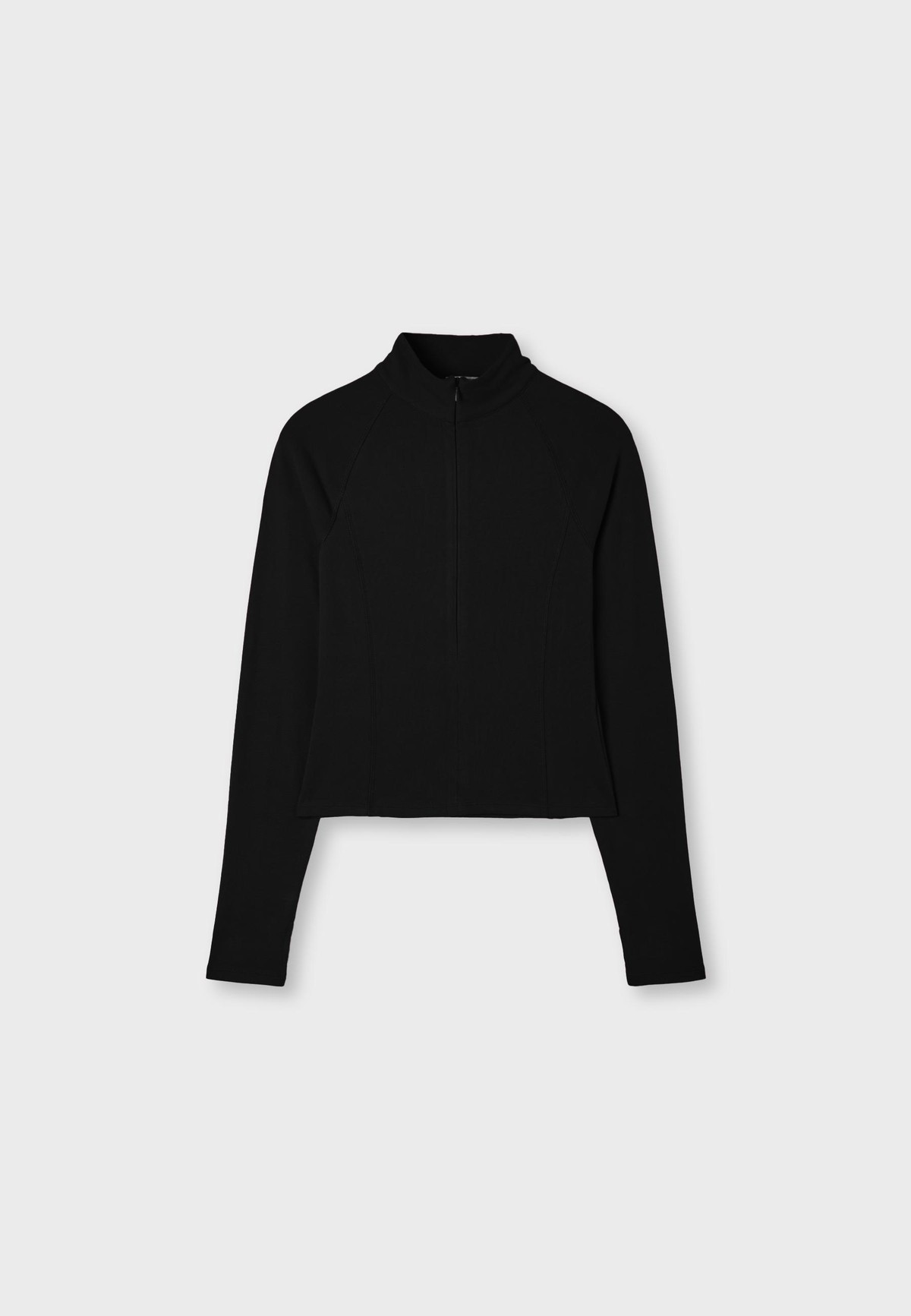 스트라디바리우스 크롭 하프집업 긴팔 러닝 탑 8690/299/001 BLACK