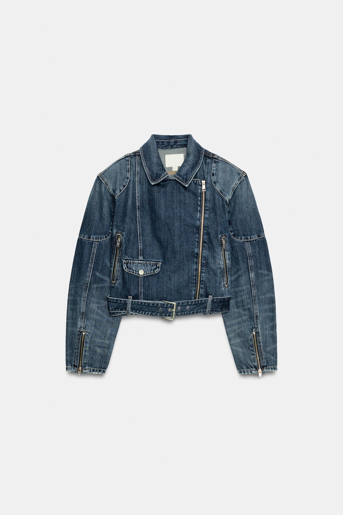 자라 벨트 워싱 데님 바이커 자켓 5252/273/407 BLUE