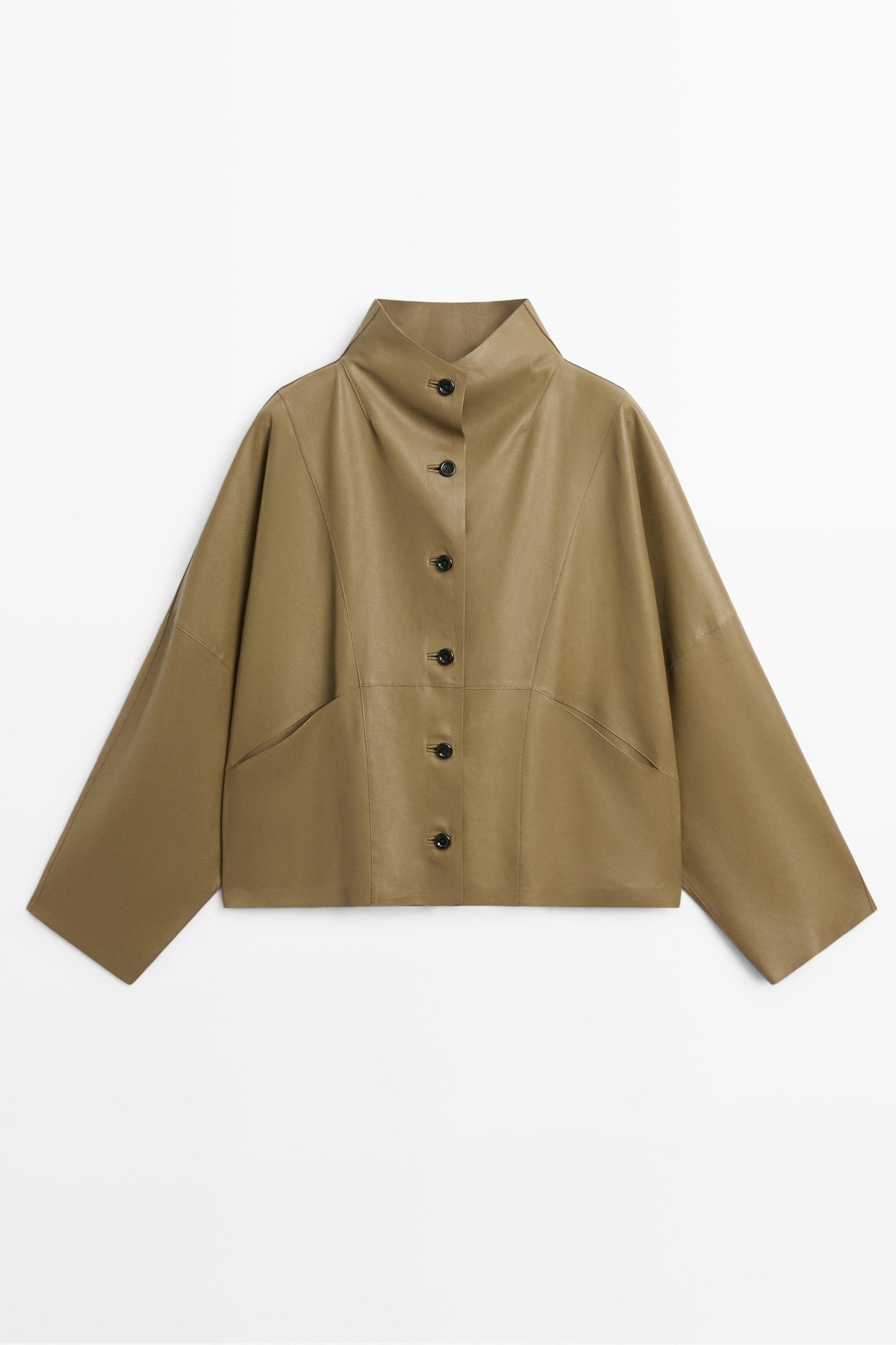 마시모두띠 스탠드 칼라 나파 레더 재킷 4765/665 KHAKI