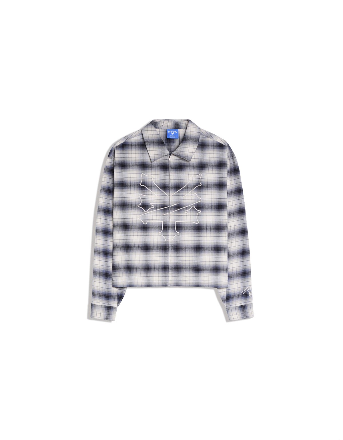 버쉬카 체크 자수 집업 오버셔츠 3151/168 BLUE