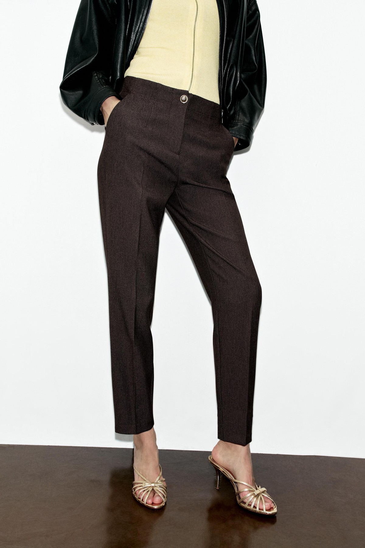 자라 하이라이즈 크롭 슬림핏 팬츠 1608/300/719 BROWN VIGORE
