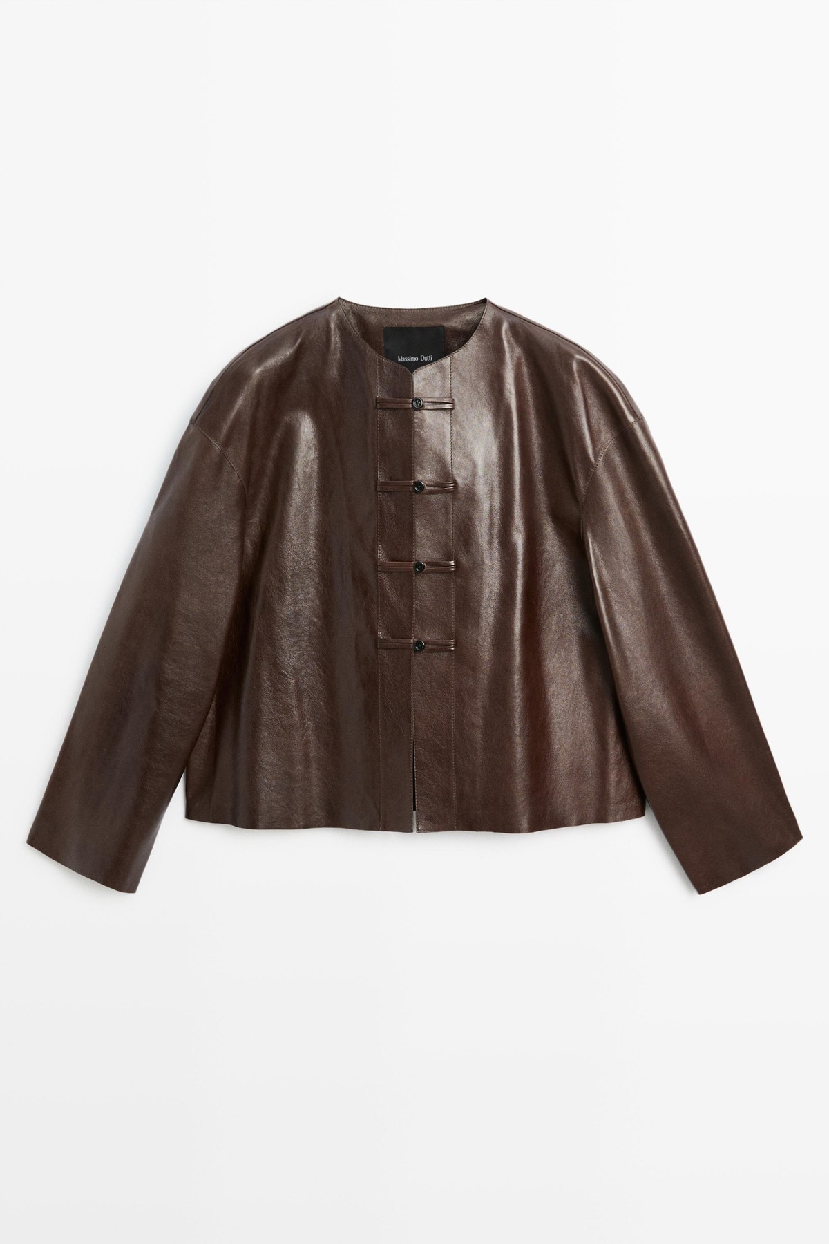 마시모두띠 나파 레더 토글 크롭 자켓 4708/708 BROWN