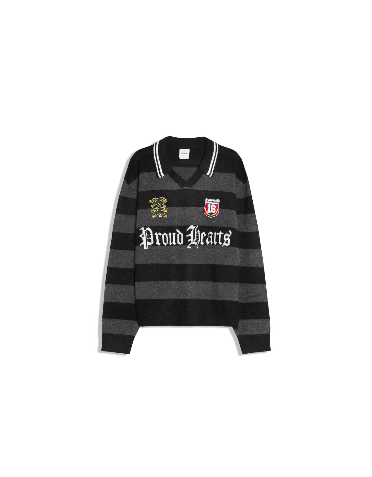 버쉬카 폴로넥 패치 니트 스웨터 3204/686 DARK GREY
