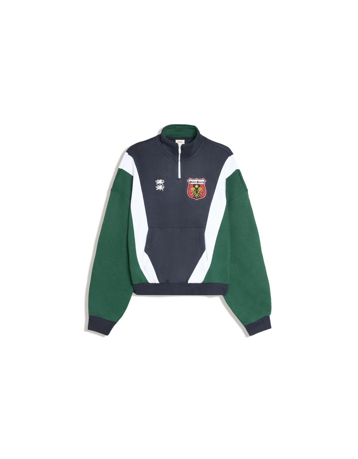 버쉬카 프린트 하프집업 크롭 맨투맨 3289/498 NAVY