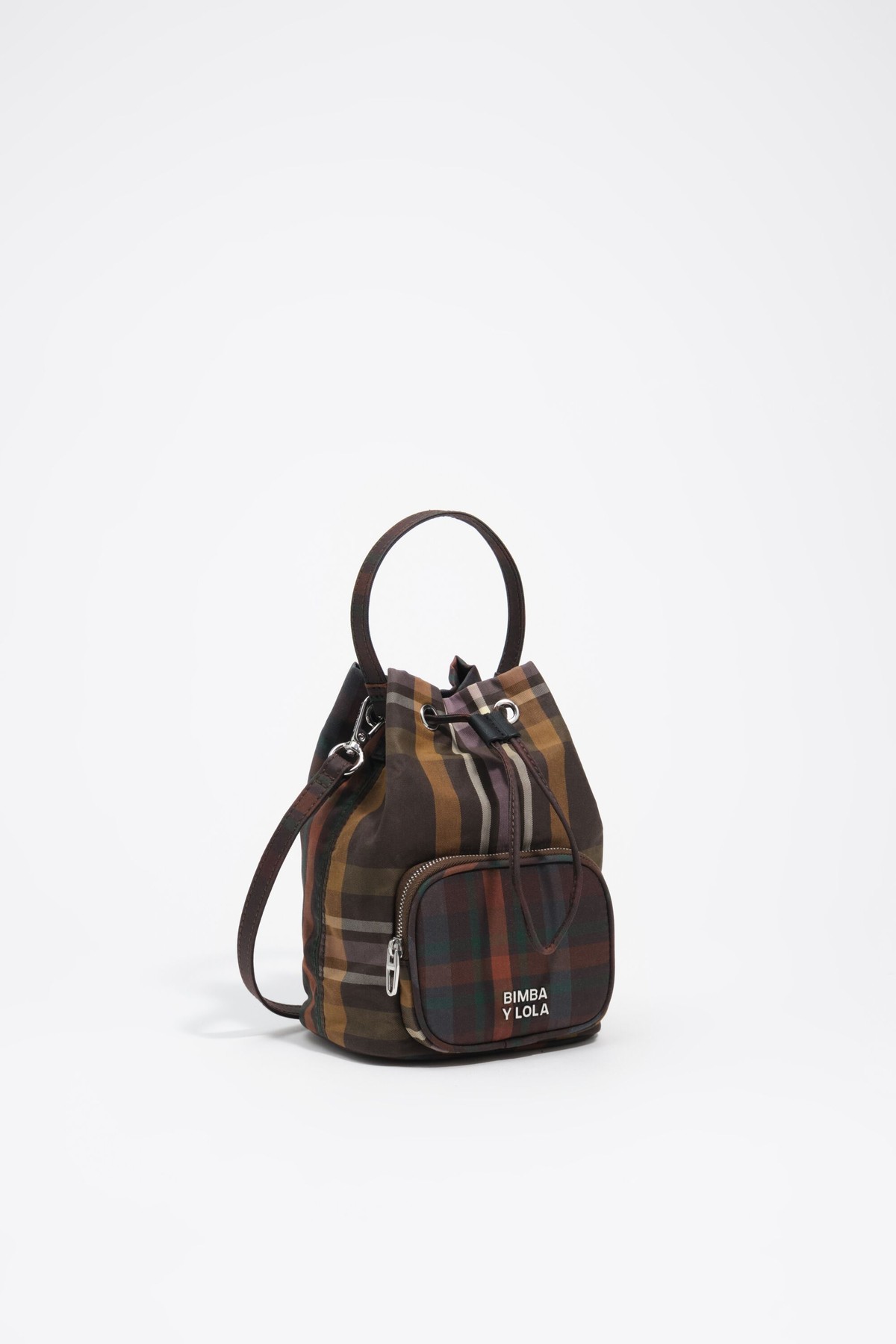빔바이롤라 타탄 체크 코팅 버킷백 262BBV997.20254 TARTAN CHOCOLATE GREEN