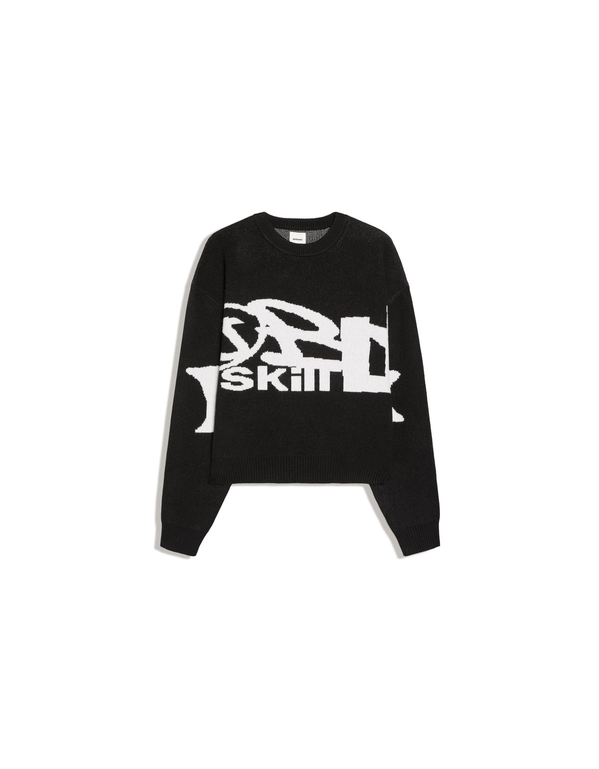 버쉬카 그래픽 자카드 크롭 니트 스웨터 3097/596 BLACK