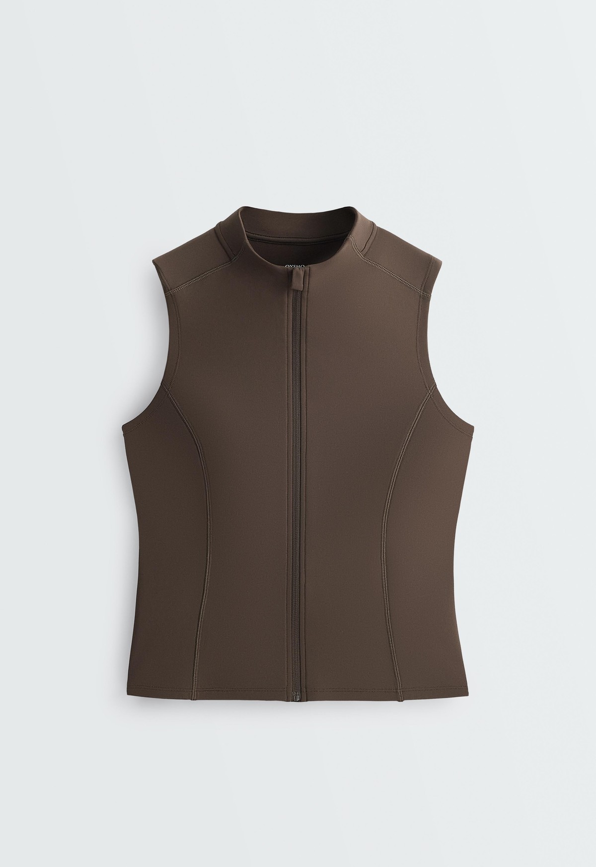 오이쇼 민소매 집업 스포츠 탑 4701/290/753 BROWN