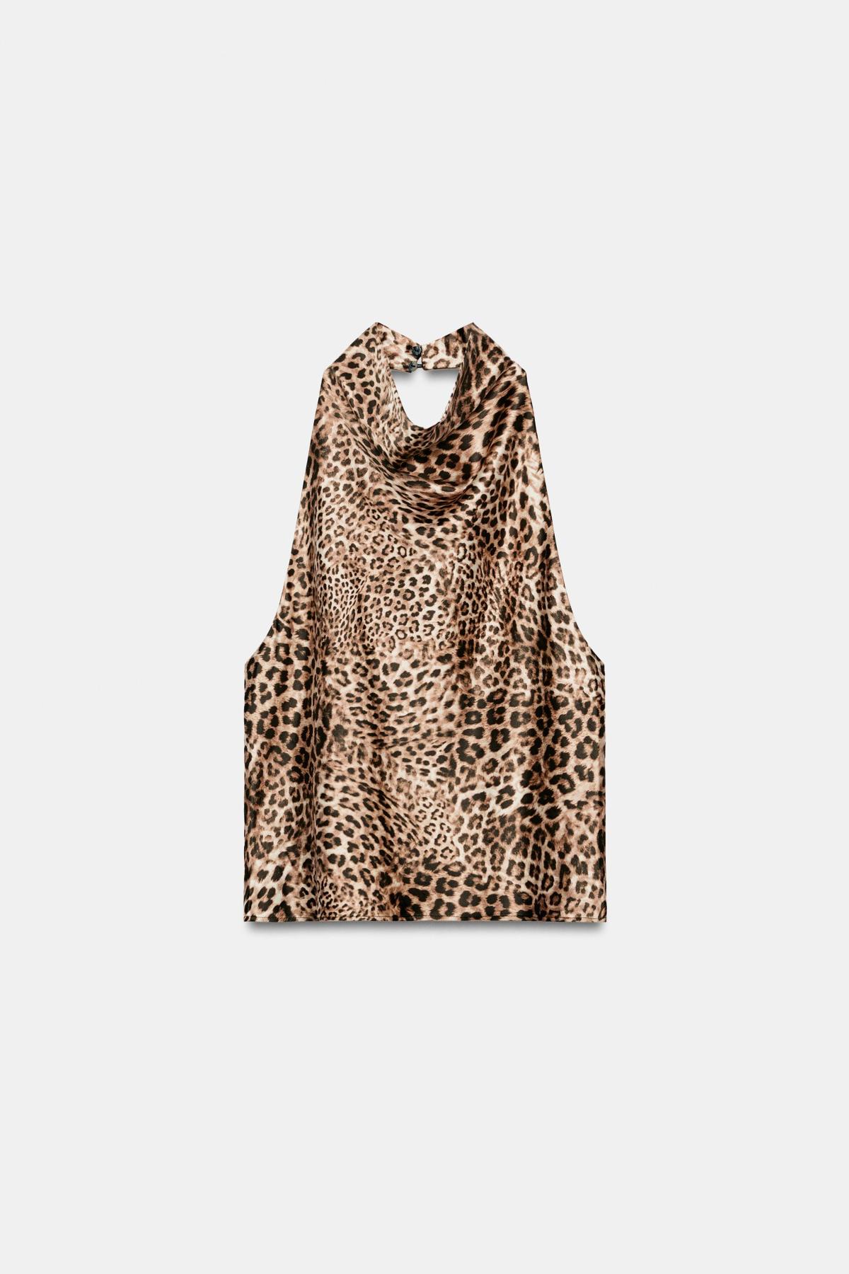 자라 애니멀 프린트 새틴 홀터넥 탑 7092/625/051 LEOPARD