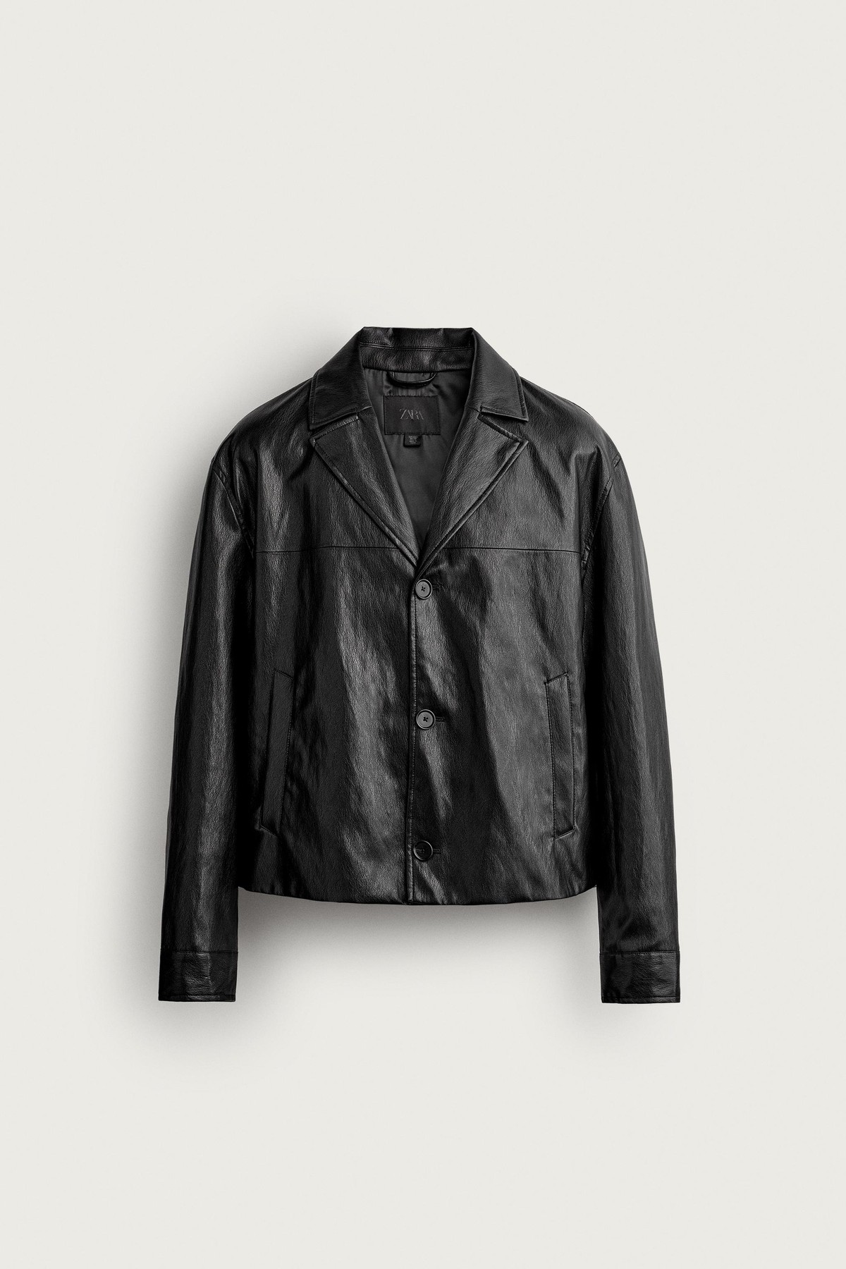 자라 가죽 이펙트 크롭 버튼 자켓 2949/800/800 BLACK