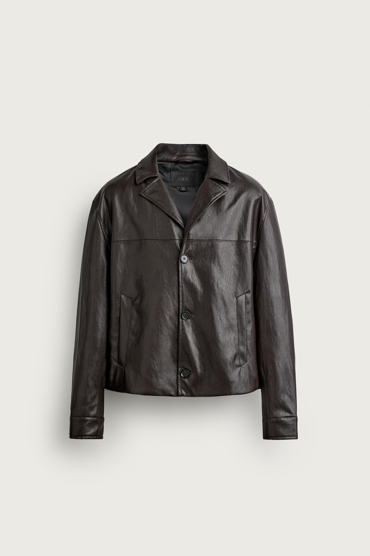 자라 가죽 이펙트 크롭 버튼 자켓 2949/800/700 BROWN