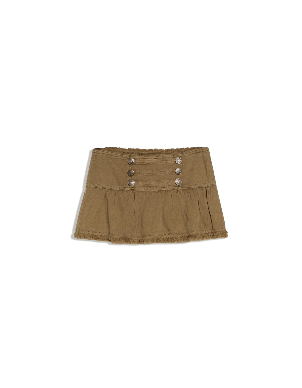 버쉬카 버튼 장식 프레이드 미니 스커트 2740/335 KHAKI