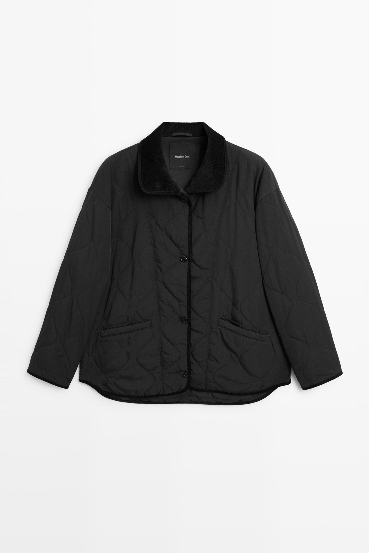 마시모두띠 웨이브 스티칭 퀼팅 자켓 6720/347 BLACK