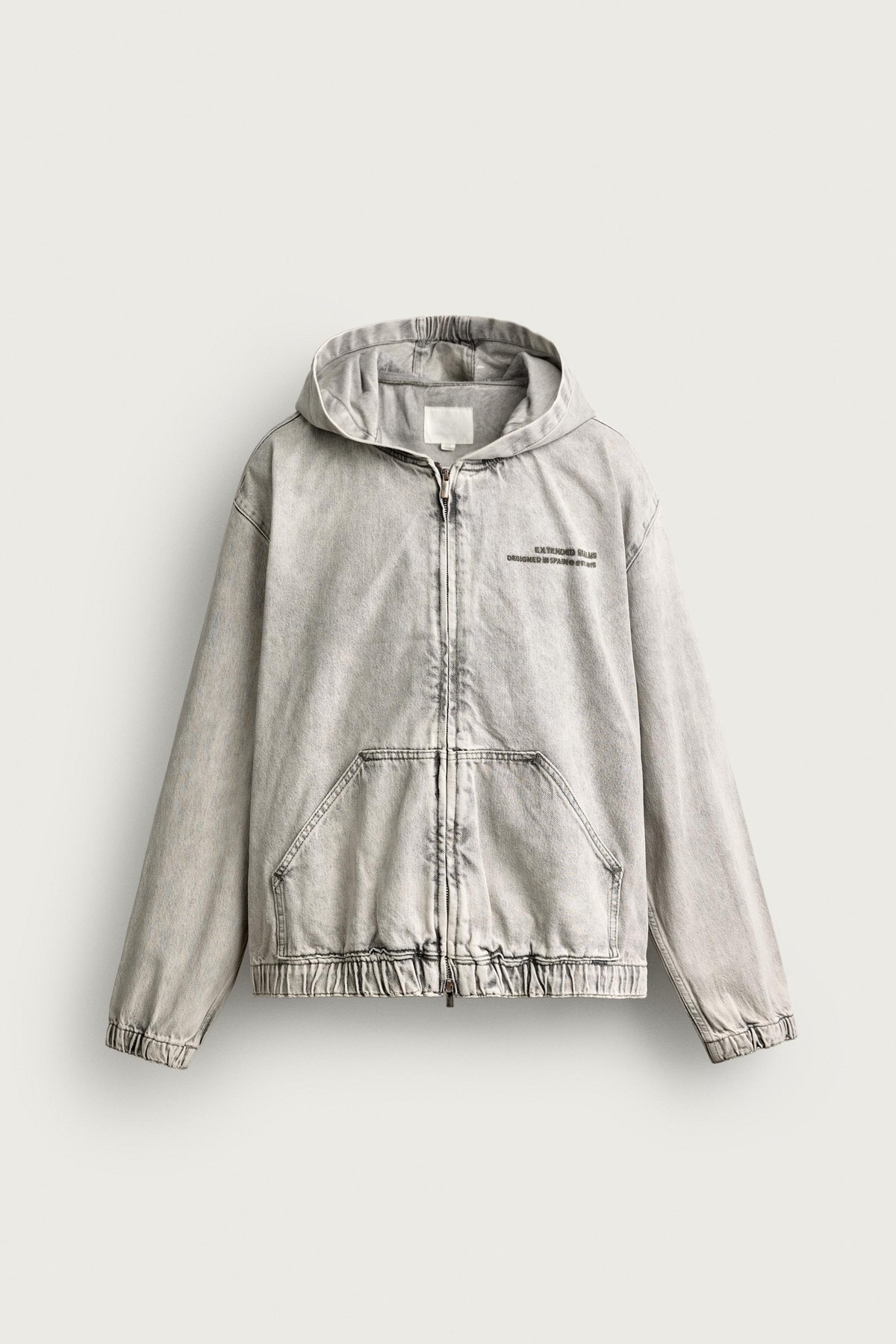 자라 자수 워시드 후드 데님 자켓 3409/305/804 PEARL GREY