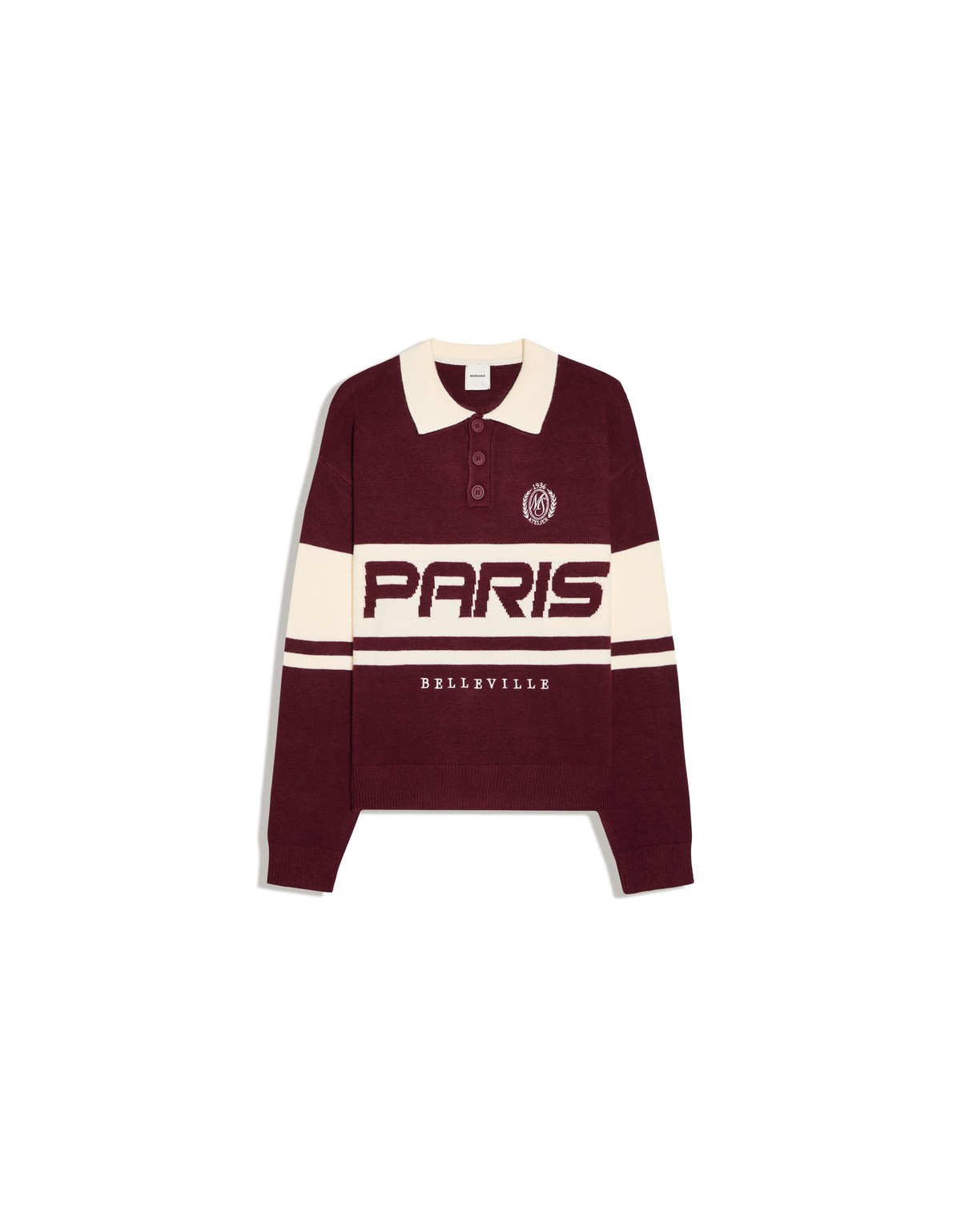 버쉬카 자수 폴로넥 크롭 니트 스웨터 3164/376 MAROON