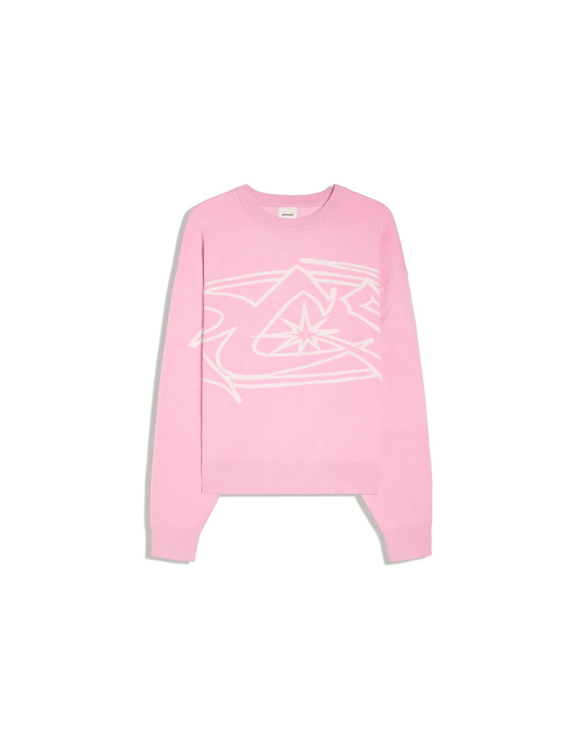 버쉬카 프린트 라운드넥 니트 스웨터 2717/376 PINK