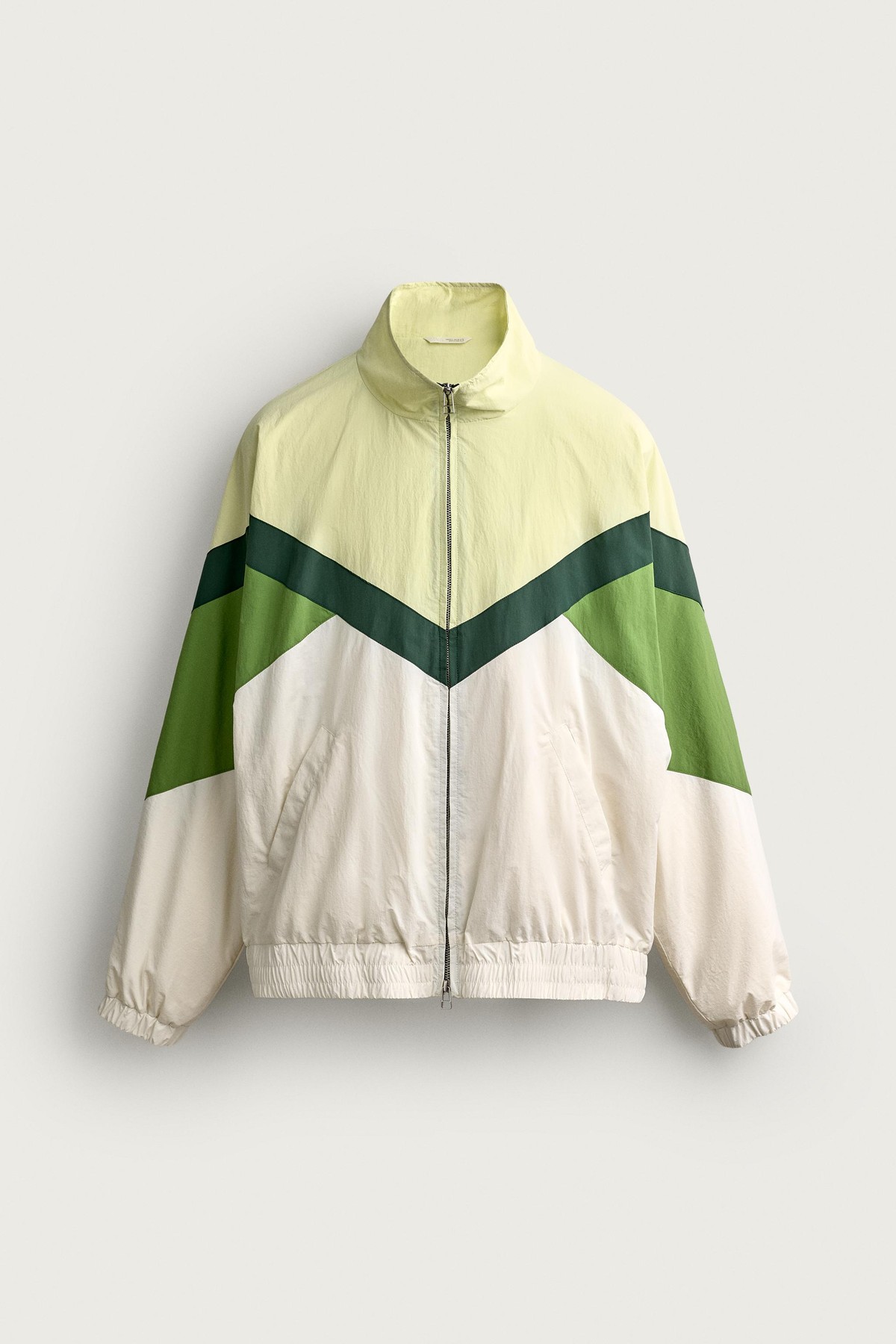자라 컬러블록 테크니컬 집업 자켓 3046/387/098 GREEN / ECRU
