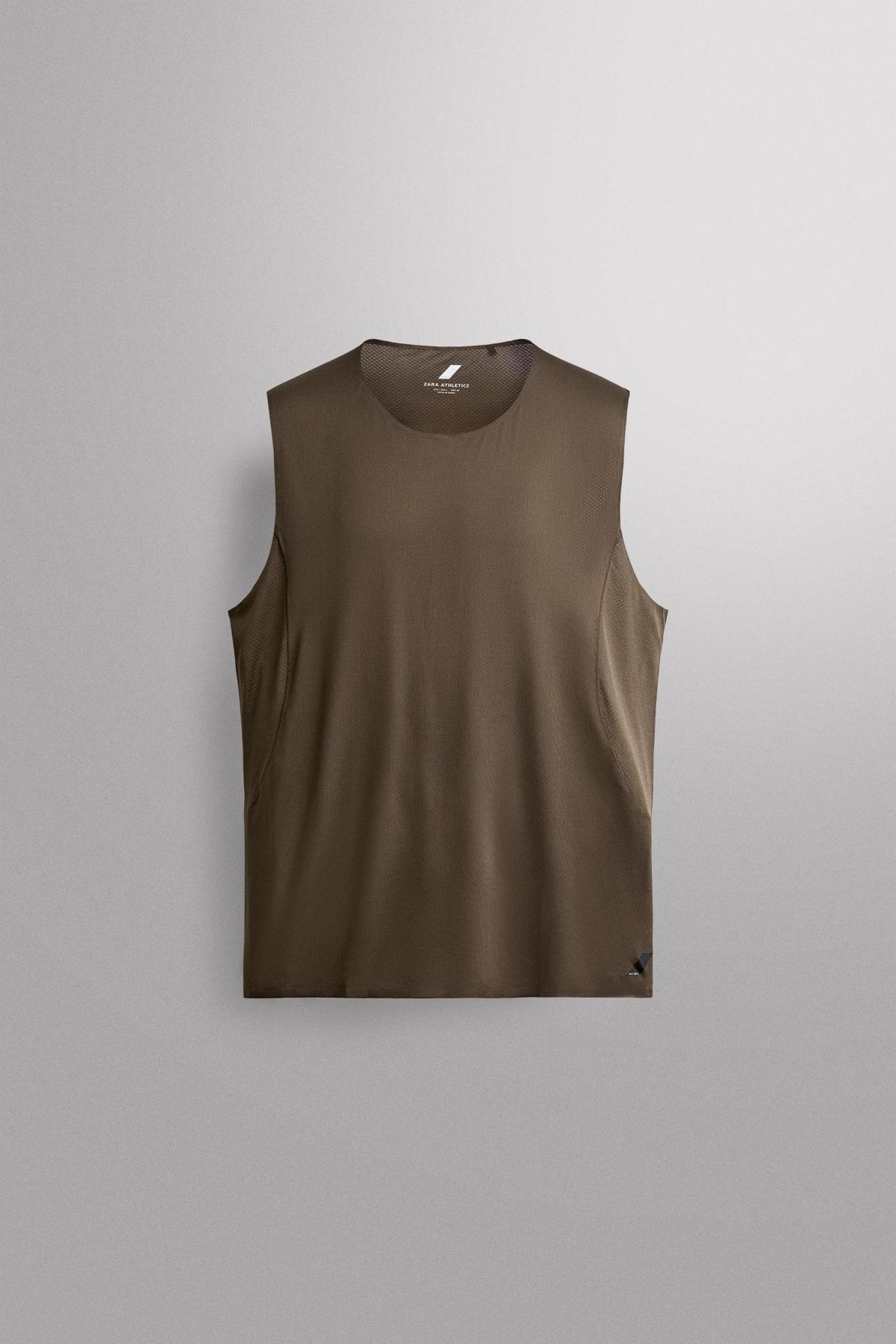 자라 그래픽 퀵드라이 민소매 스포츠 탑 4387/364/716 DARK BROWN