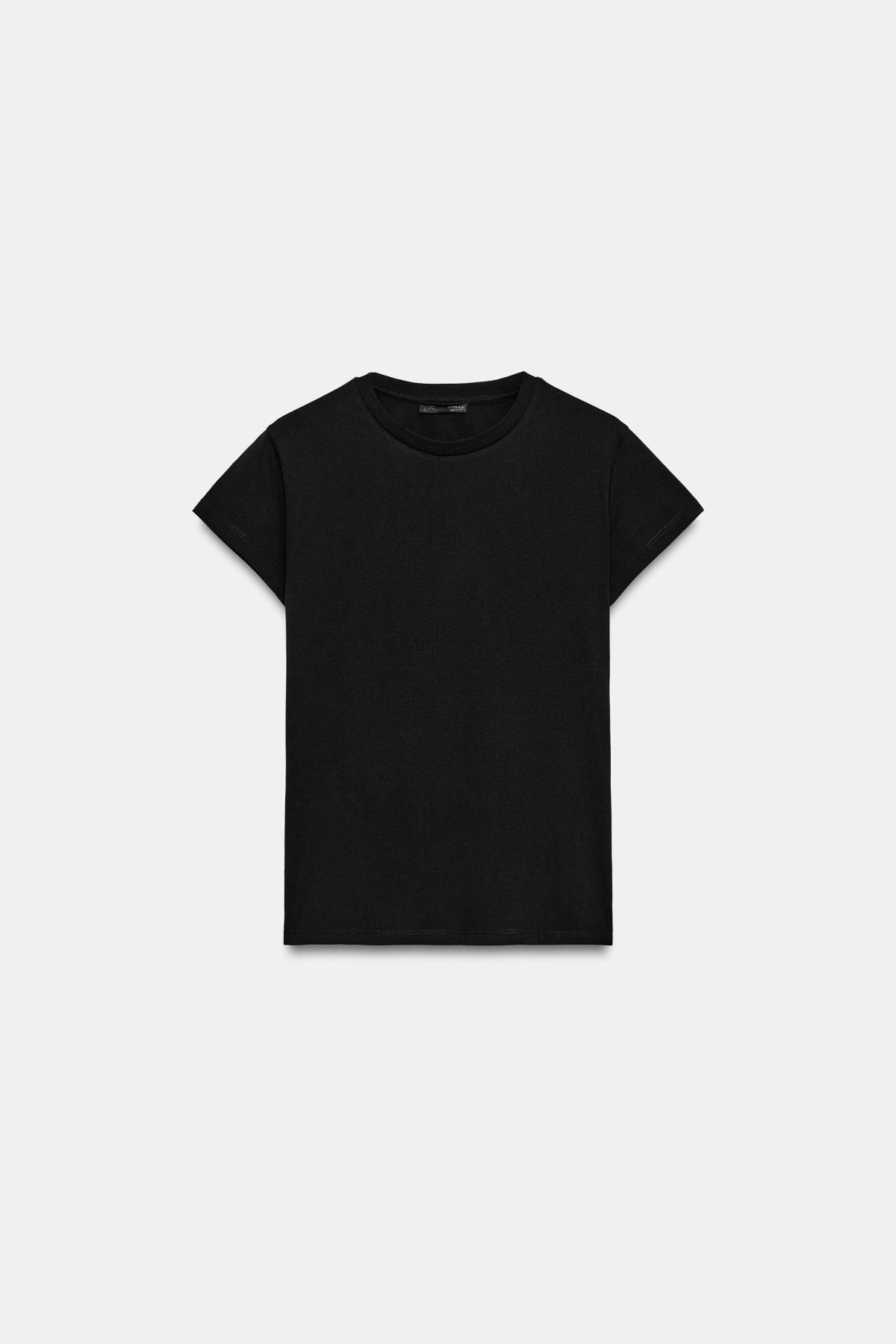 자라 백 코르셋 라운드넥 반팔 티셔츠 0347/805/800 BLACK