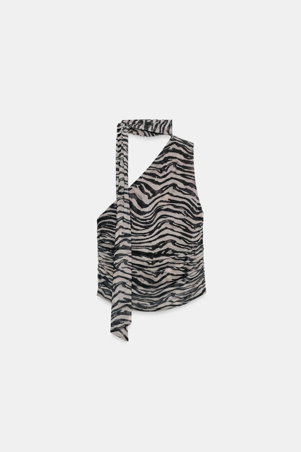 자라 애니멀 프린트 스카프 민소매 탑 5039/851/037 ZEBRA