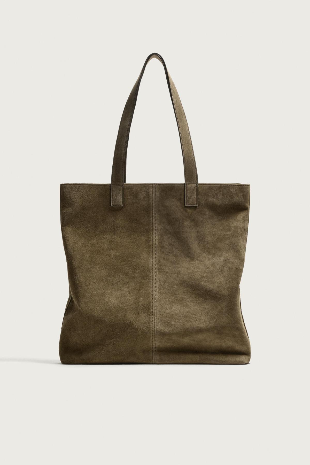 자라 스플릿 스웨이드 토트백 3380/820/032 KHAKI GREEN