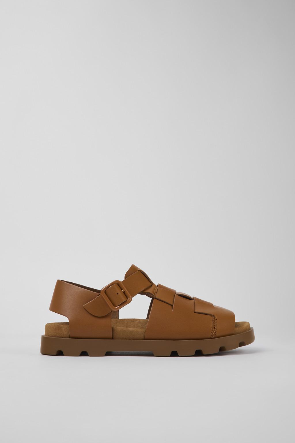 캠퍼 Brutus 레더 스트랩 남성 샌들 K100778-005 BROWN