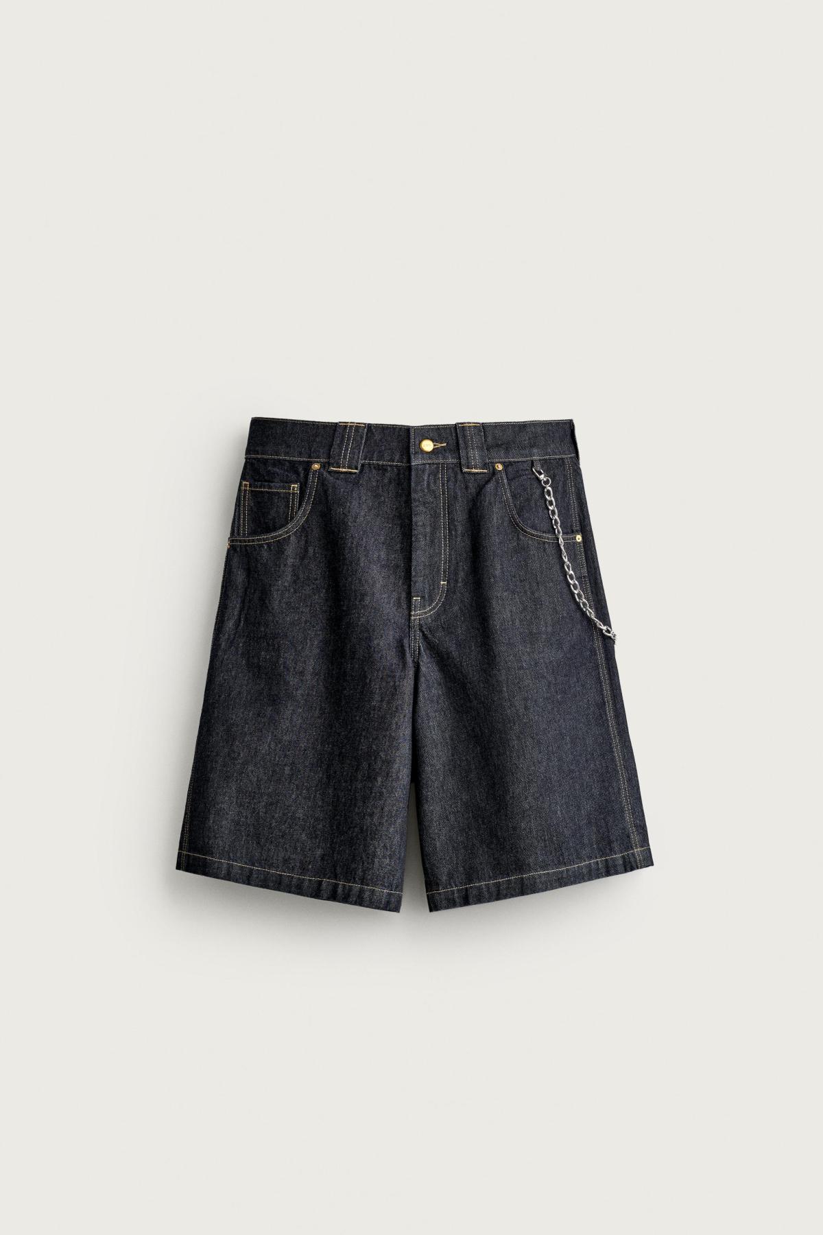 자라 릴렉스핏 체인 디테일 데님 반바지 3991/443/407 BLUE