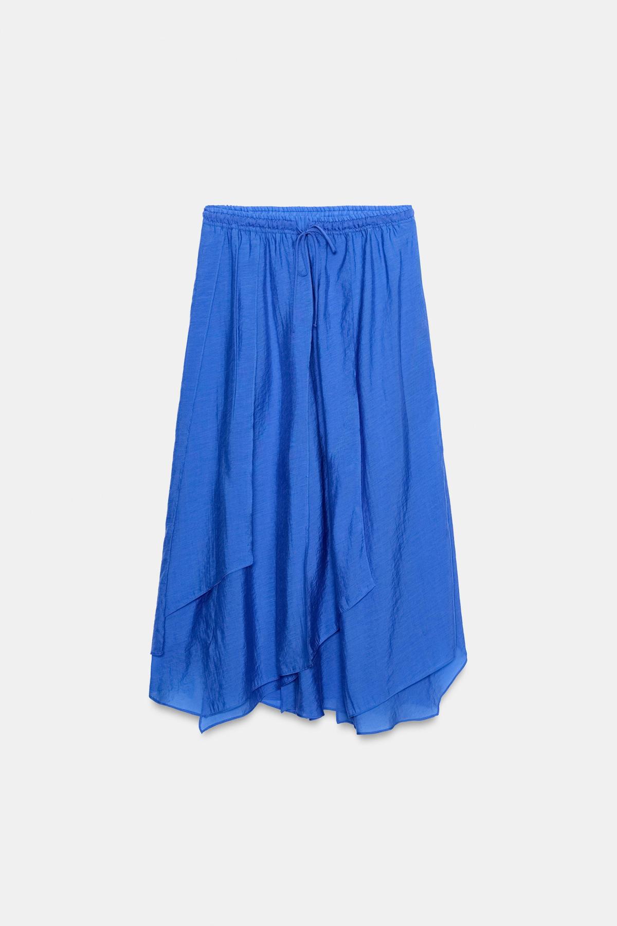 자라 비대칭 러플 롱 스커트 2801/387/400 BLUE