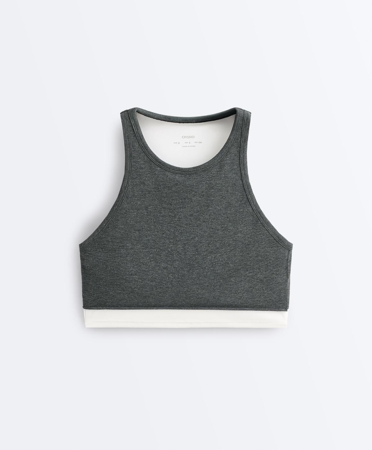오이쇼 홀터넥 멜란지 크롭 탱크탑 4334/904/844 DARK GREY MELANGE