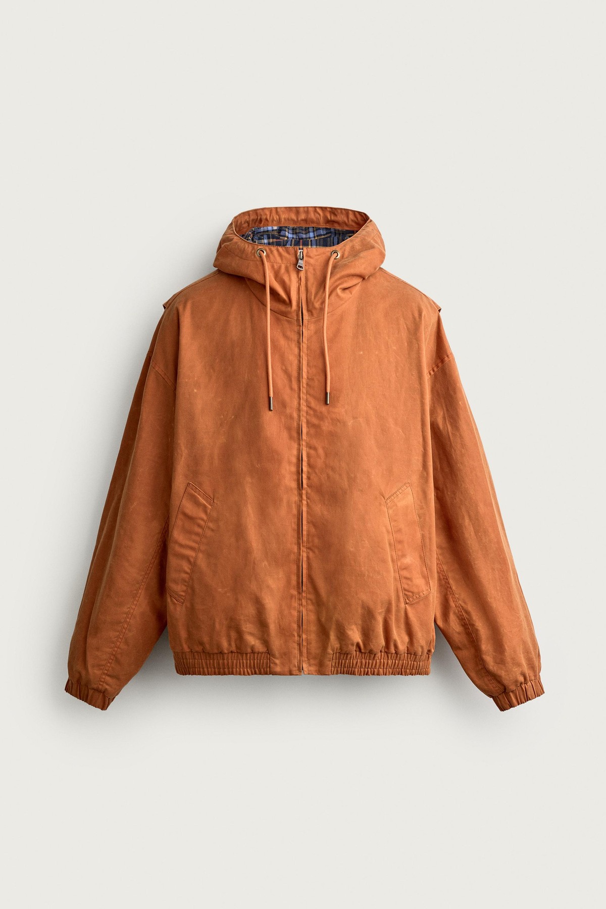 자라 왁스드 릴렉스핏 후드 집업 자켓 2006/302/642 DARK ORANGE