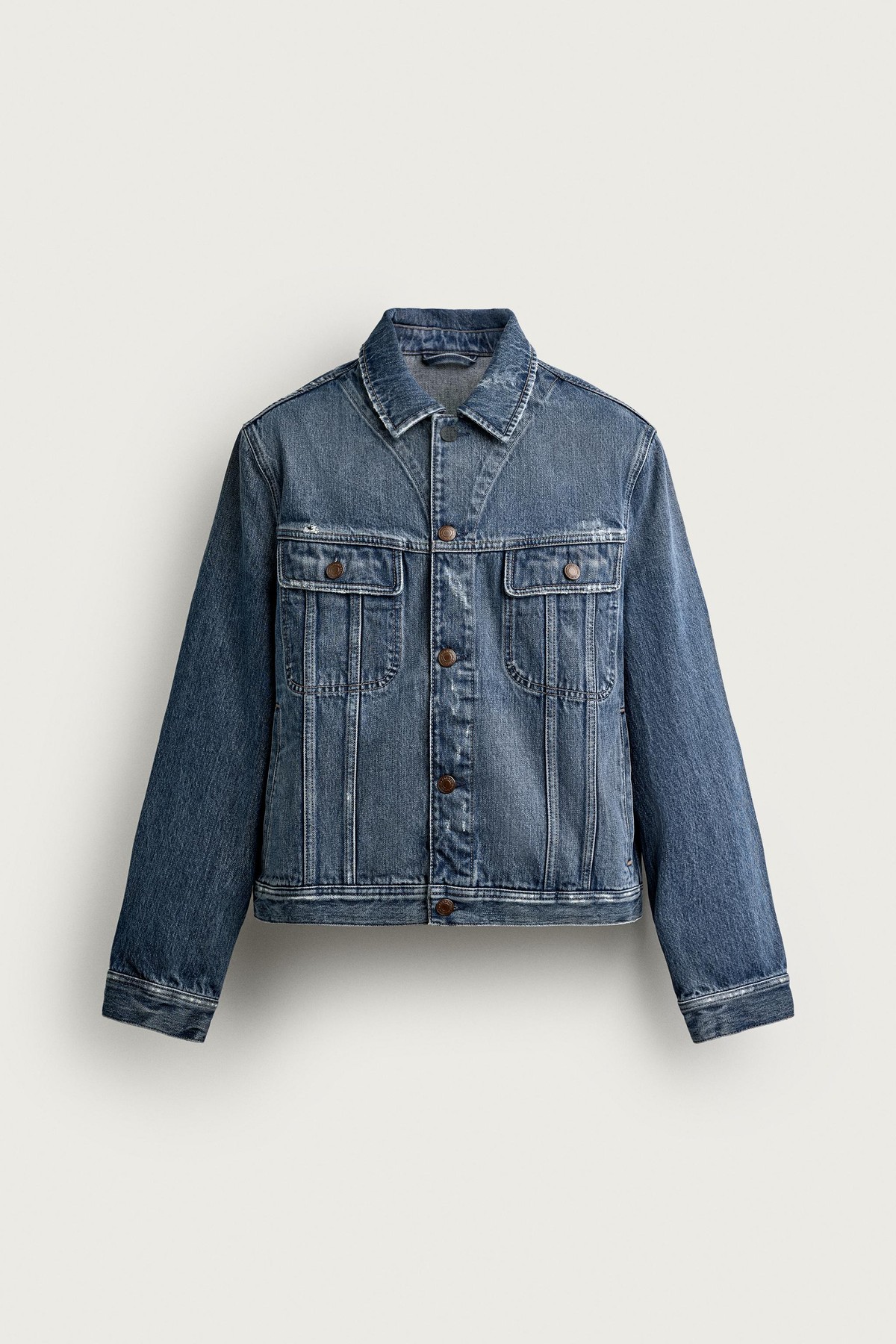 자라 릴렉스핏 크롭 워시 데님 자켓 1300/474/400 BLUE