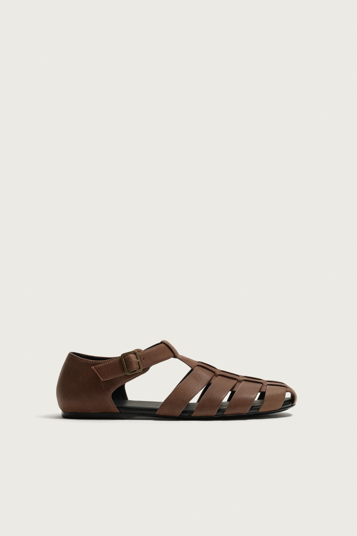 자라 레더 케이지 스트랩 플랫 샌들 2760/820/700 BROWN