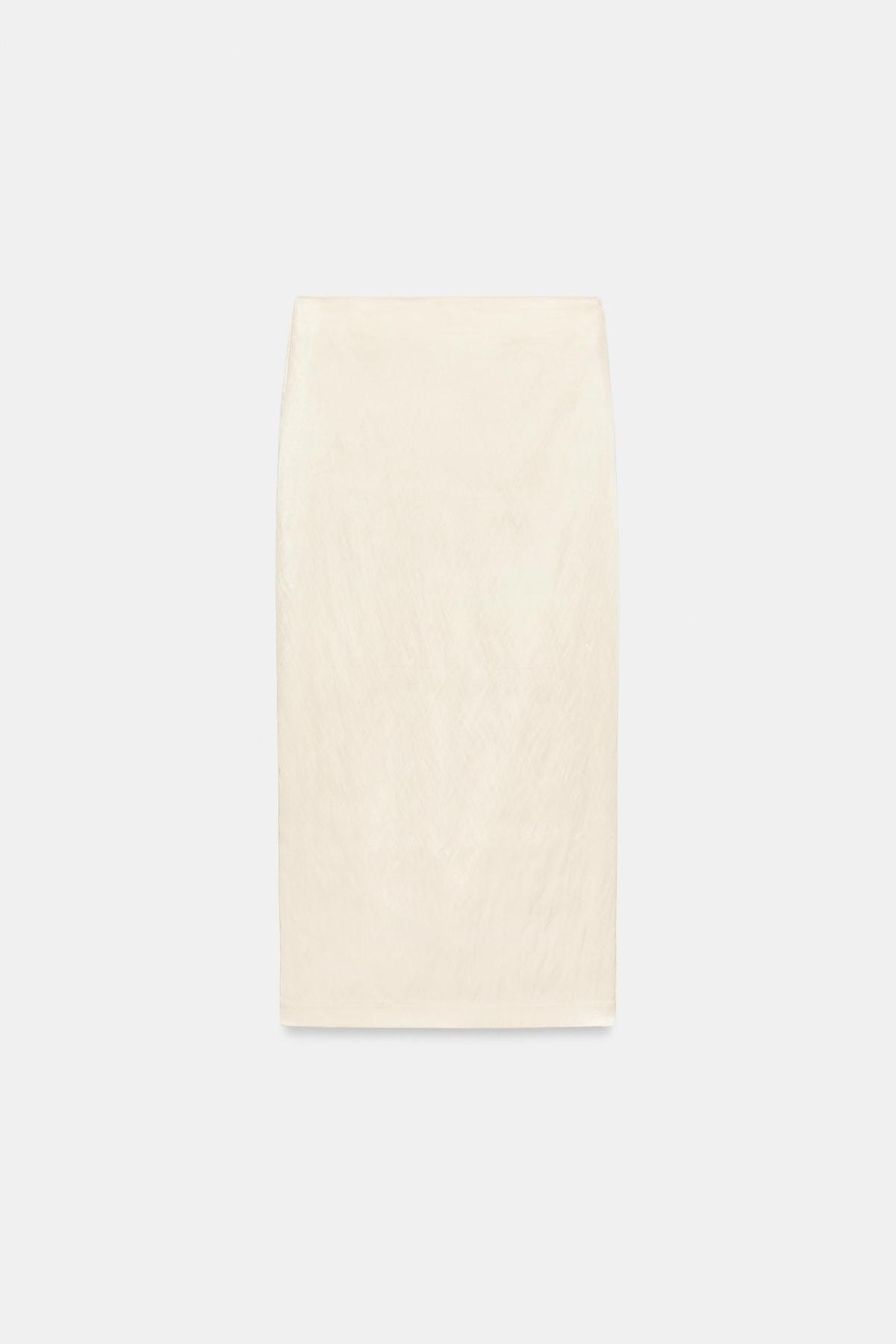 자라 새틴 지퍼 미디 스커트 4391/509/710 BEIGE