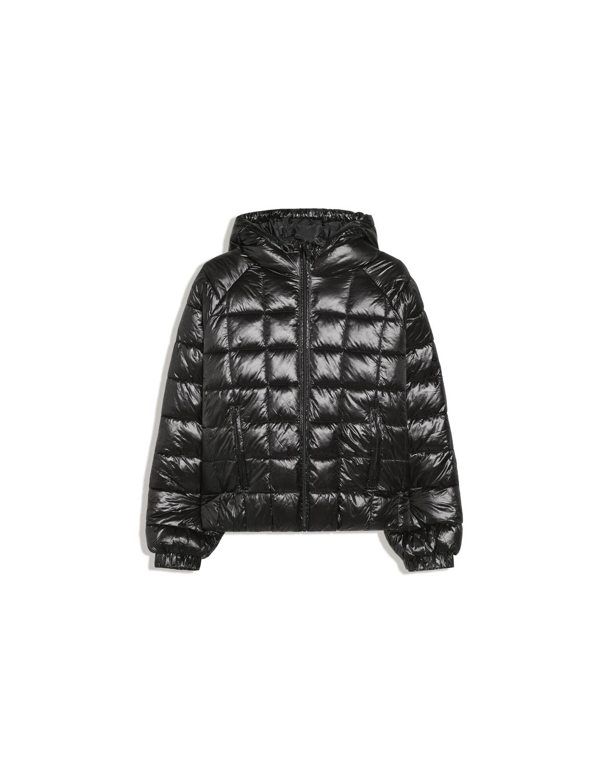 버쉬카 후드 그리드 숏 패딩 자켓 2163/551 BLACK