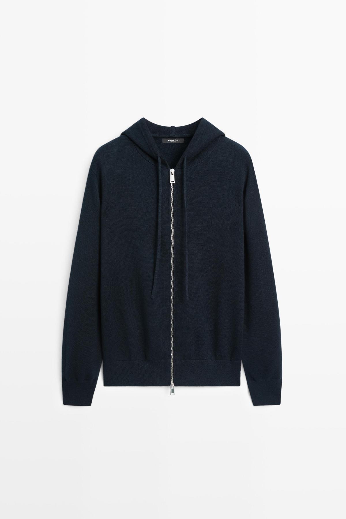 마시모두띠 코튼 혼방 니트 집업 후드 가디건 5907/527 NAVY BLUE