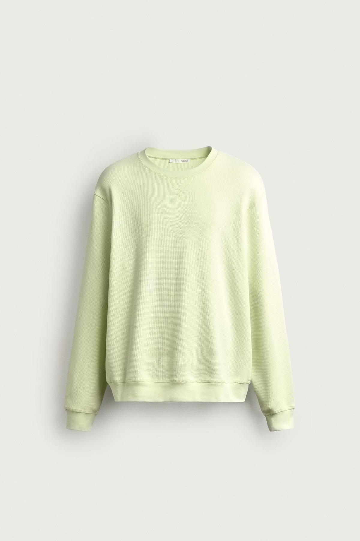 자라 와플 니트 텍스처 크루넥 맨투맨 5372/320/570 LIGHT LIME GREEN