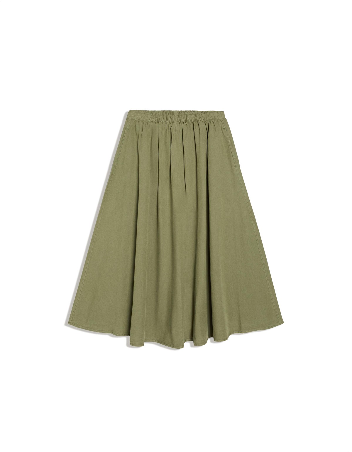 버쉬카 밴딩 플레어 미디 스커트 2515/335 KHAKI