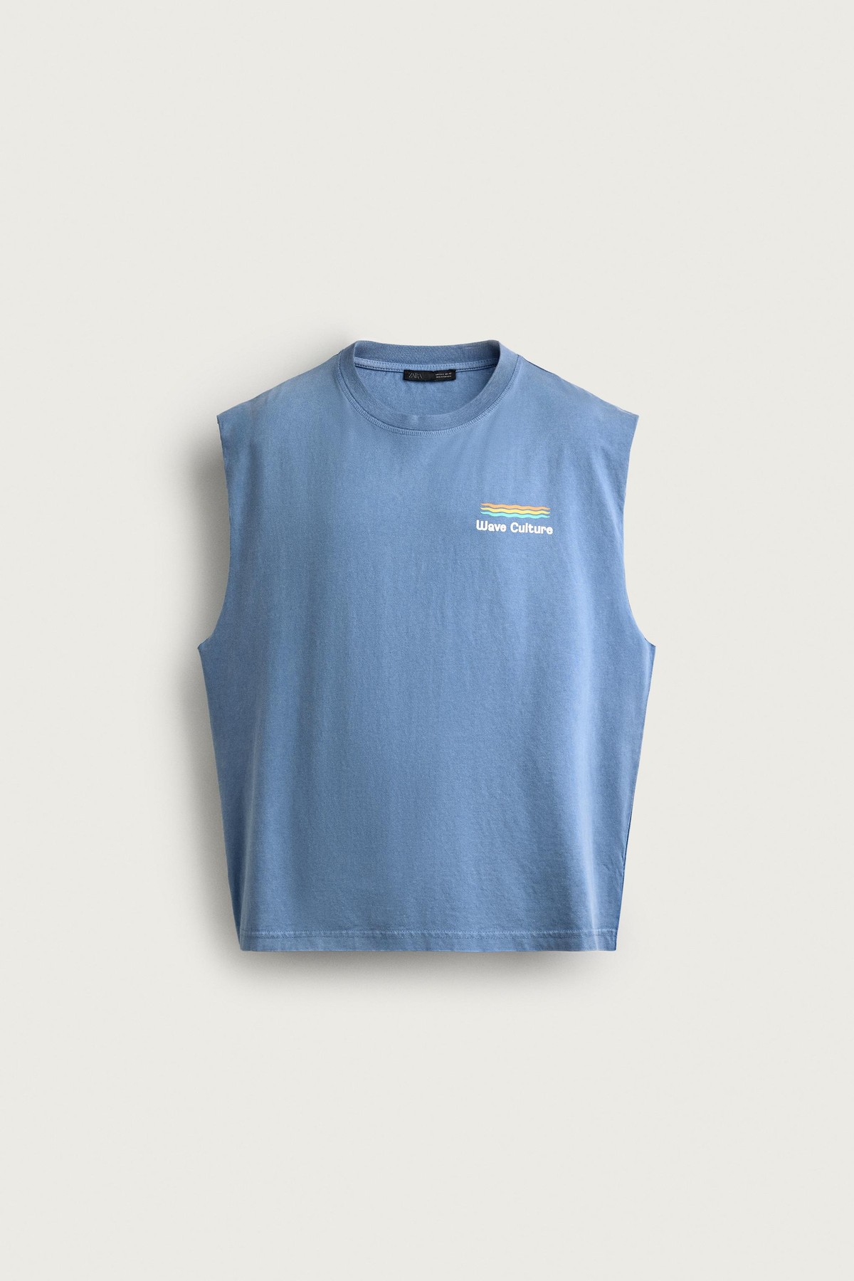 자라 릴렉스핏 프린트 워시드 민소매 티셔츠 0495/333/406 LIGHT BLUE