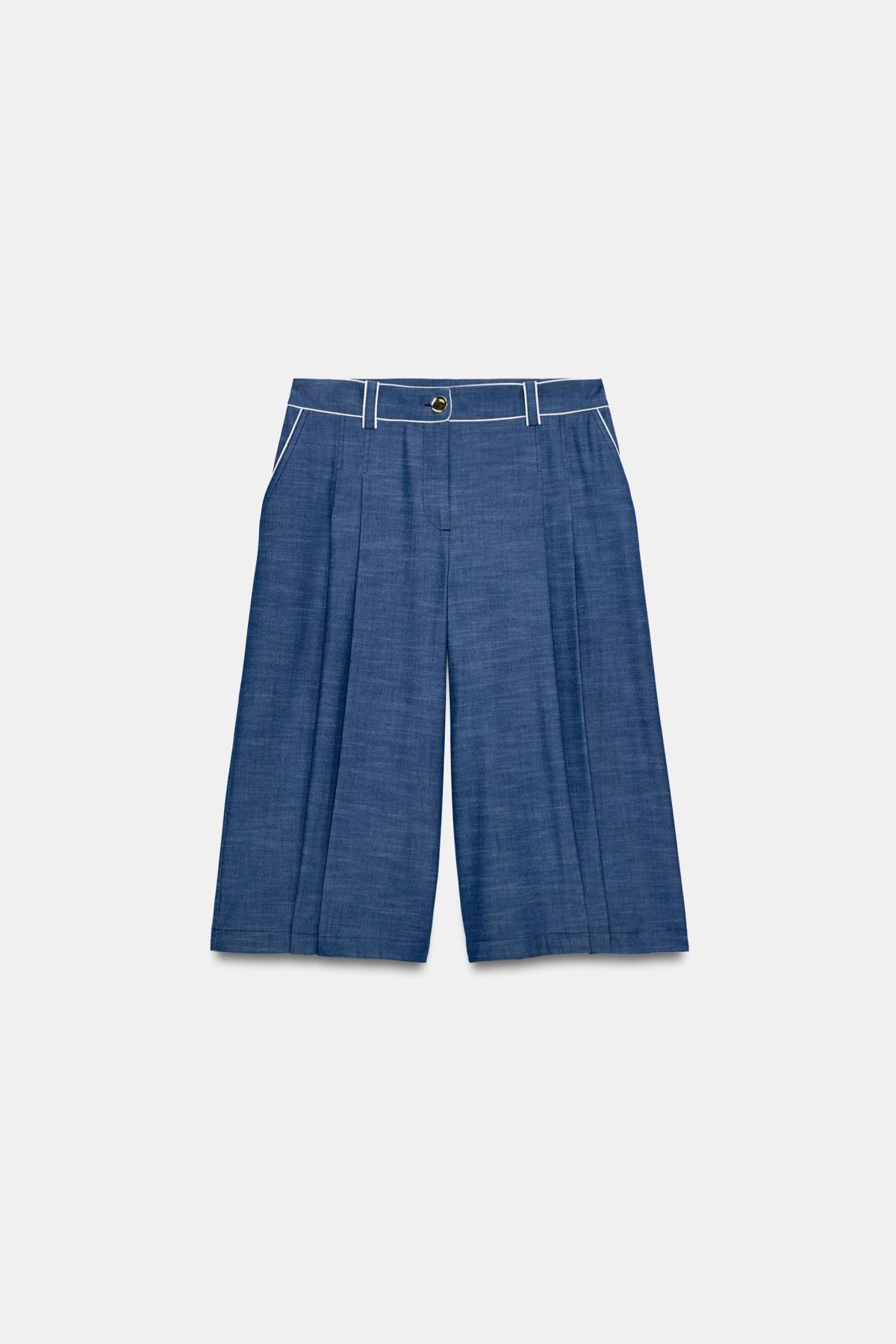 자라 하이라이즈 파이핑 롱 버뮤다 팬츠 7927/799/400 BLUE