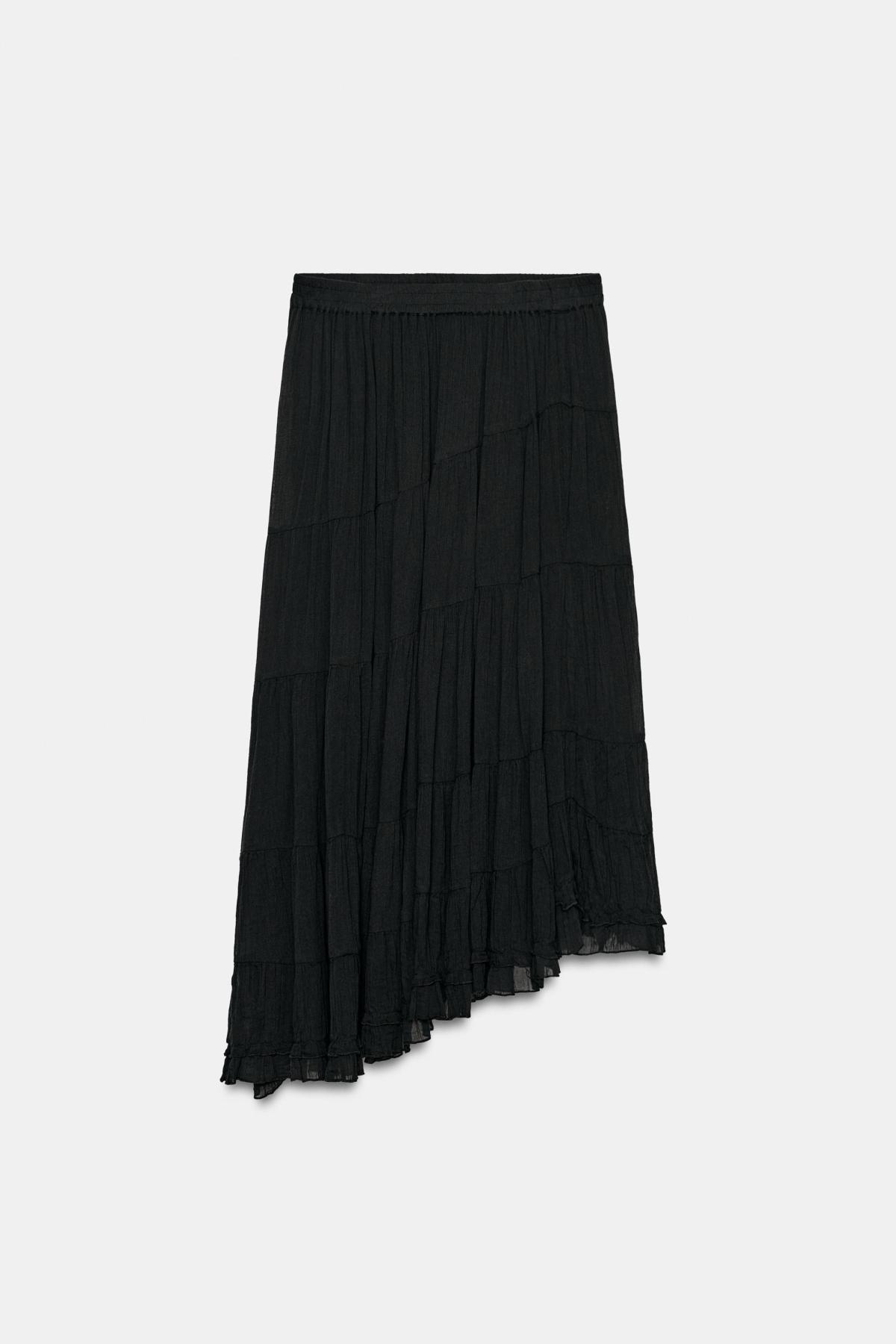 자라 비대칭 헴 밴딩 롱 스커트 5770/227/800 BLACK